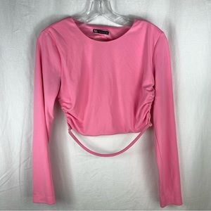 Zara cutout back long sleeve top Pink, Size L